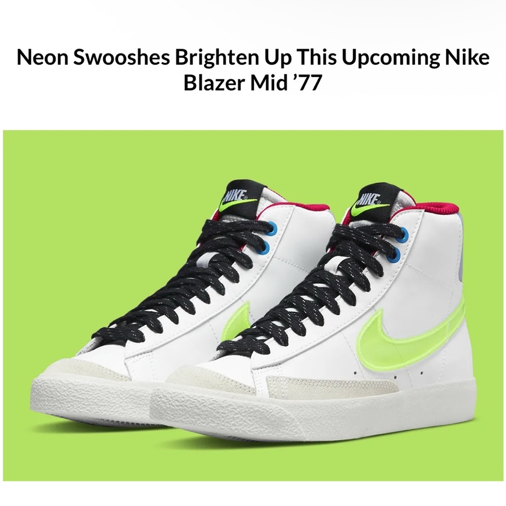 Nike Blazer Mid '77 with Neon and Black Accents. Excellent condition.